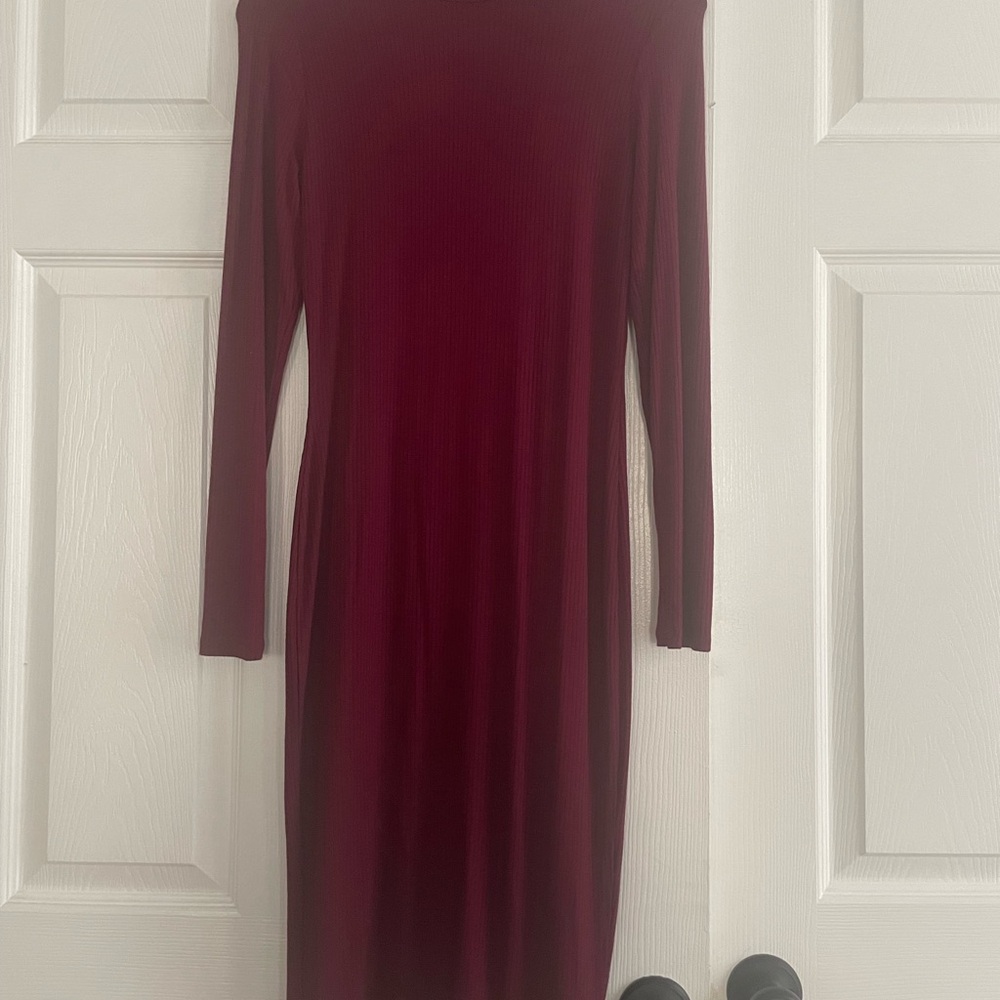Fashion Nova Red Off-Shoulder Long Sleeve Bodycon Dress